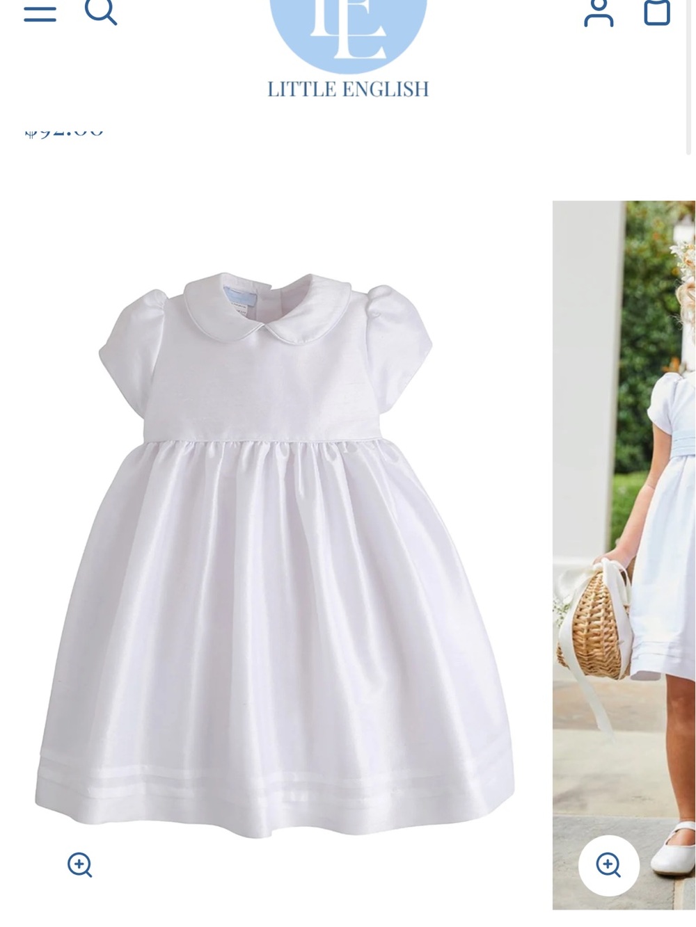 Little English White Peter Pan Collar Formal Dress for Girls 18-24 months